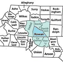 Rowan and surrounding counties in North Carolina
